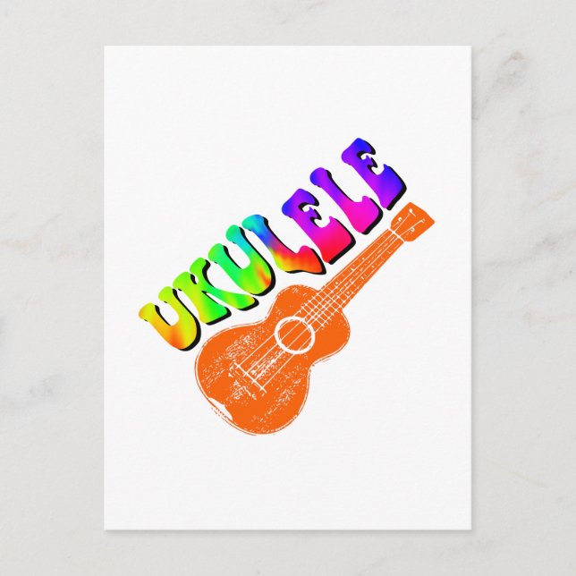 Carte Postale Ukulele Tie Dye Texte Super Art (Devant)