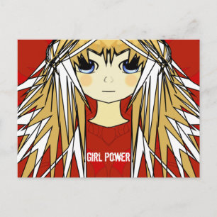 Carte Postale Ultra mignonne Anime Blonde Long cheveux puissance