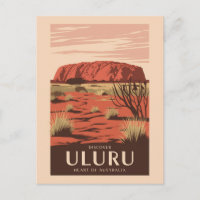 Uluru Australia Travel Art Vintage