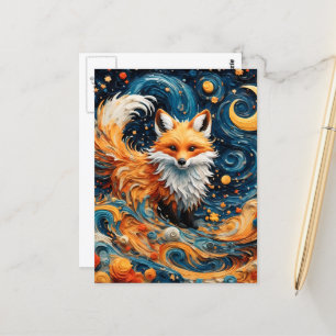 Carte Postale Un adorable renard rouge dans la Galaxie