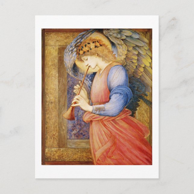 Carte Postale Un ange joue à Flageolet - Edward Burne-Jones (Devant)