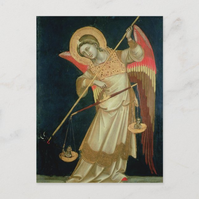 Carte Postale Un ange pesant une âme, c.1348-55 (Devant)