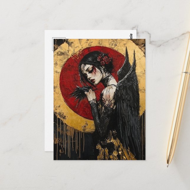 Carte Postale Un ange sombre (Devant/Arrière en situation)