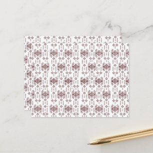 Carte Postale un arrière - plan blanc avec un motif rouge dessus