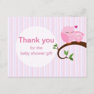 Carte Postale Un Baby shower De Chouette Merci Rose