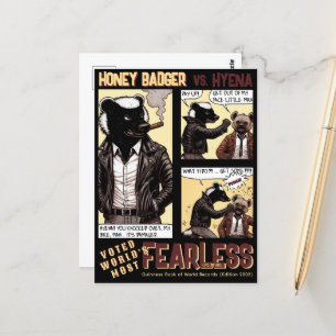Carte Postale Un Badger de miel sans peur combat une Hyena