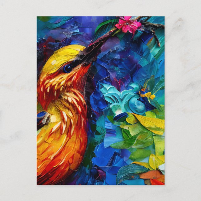 Carte Postale Un Beau Colibri Peinture Média Mélange (Devant)
