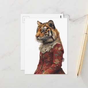 Carte Postale Un beau tigre en robe