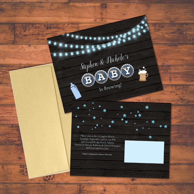 Carte Postale Un bébé rustique brasse du Baby shower bleu (Créateur téléchargé)
