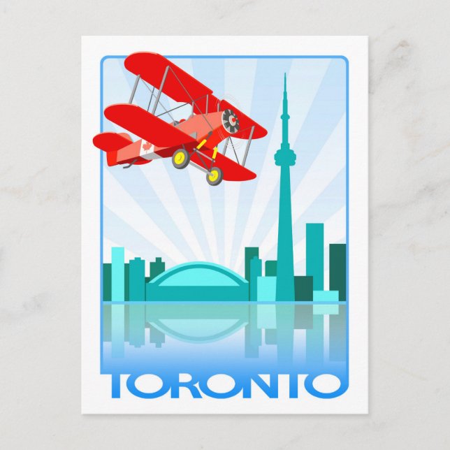 Carte Postale Un Biplane canadien au-dessus de Toronto Retro Des (Devant)