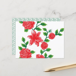 Carte Postale un bouquet de fleurs rouges sur un arrière - plan 