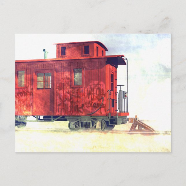 Carte Postale Un caboose à la fin de la ligne (Devant)