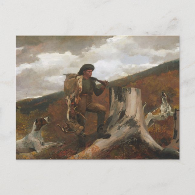Carte Postale Un canevas de chasseurs et de chiens Imprimer (Devant)