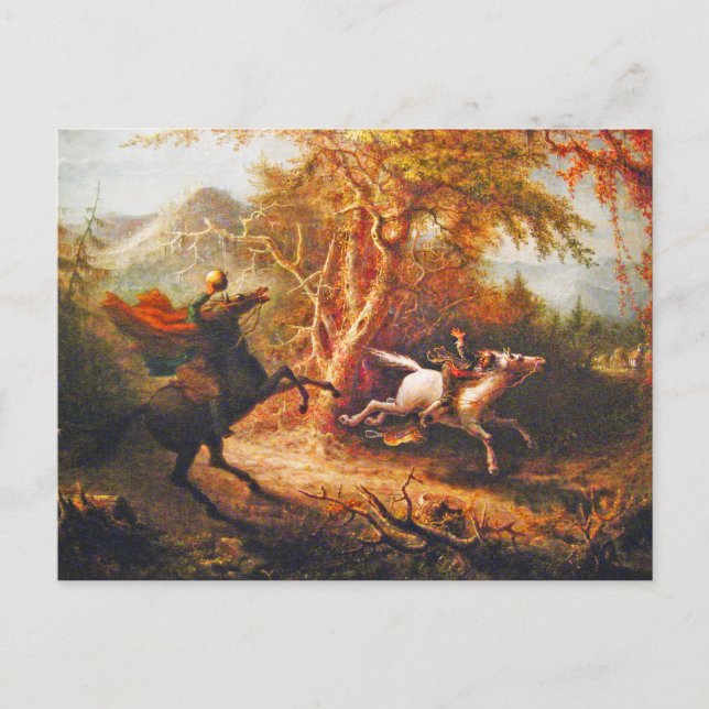 Carte Postale Un cavalier sans tête poursuivant la grue Ichabod (Devant)