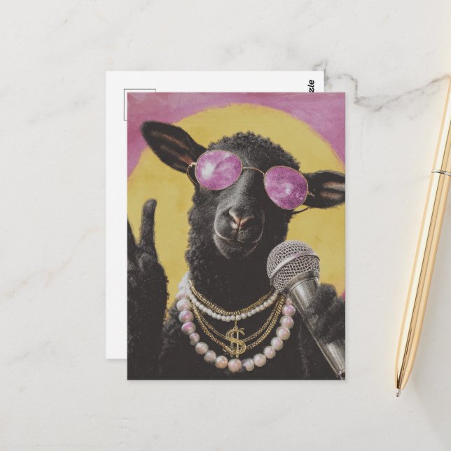 Carte Postale Un chanteur de mouton noir (Devant/Arrière en situation)