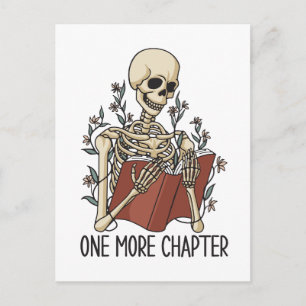 Carte Postale "Un chapitre de plus" Skeleton livre de lecture