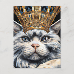 Carte Postale Un chat avec une couronne