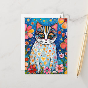 Carte Postale Un chat coloré