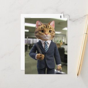 Carte Postale Un chat d'affaires mignon
