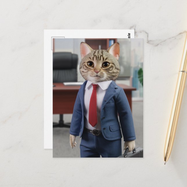 Carte Postale Un chat d'entreprise (Devant/Arrière en situation)