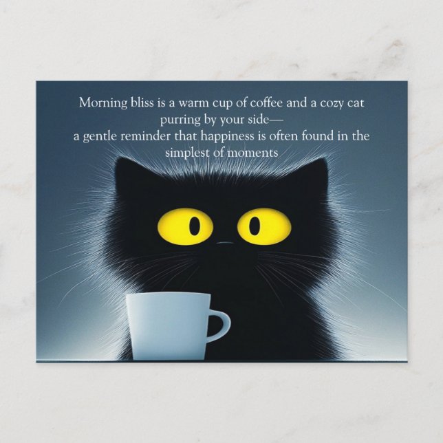 Carte Postale Un chat noir et une Musique chaude (Devant)
