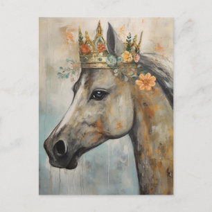 Carte Postale Un cheval avec une couronne florale