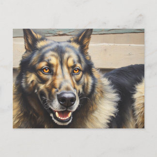 Carte Postale Un chien domestique regarde avec confiance l'objec