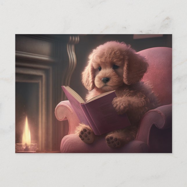 Carte Postale Un chien lisant (Devant)
