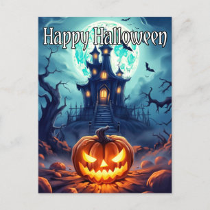 Carte Postale Un Citrouille d'Halloween délicieux et malheureux