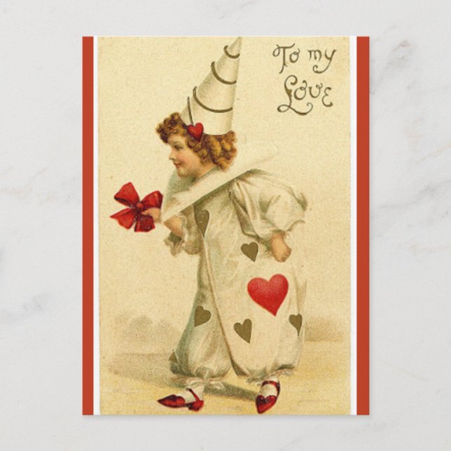 Carte Postale Un clown amoureux vintage (Devant)