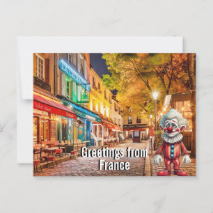 Carte Postale Un clown idiot envoie des salutations de France