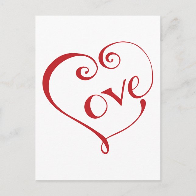 Carte Postale Un coeur fait d'amour en Carré rouge (Devant)