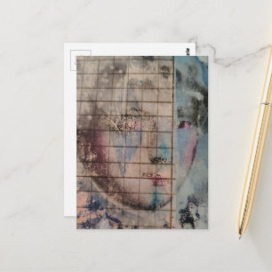 Carte Postale Un collage abstrait de visage de clown en techniqu