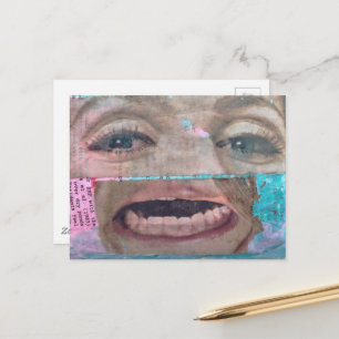 Carte Postale un collage abstrait unique avec des yeux et une bo