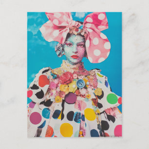 Carte Postale Un collage de dame à pois à la mode