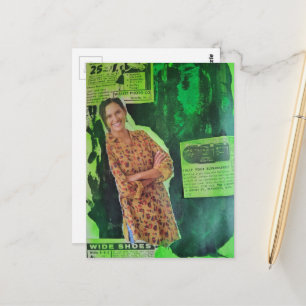 Carte Postale Un collage multimédia rétro de publicité avec une