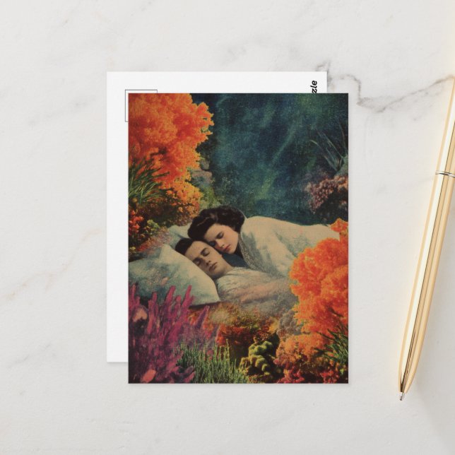 Carte Postale Un Couple Dans Un Hôtel Sous-Mer Chambre Surreal (Devant/Arrière en situation)