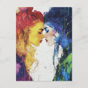 Carte Postale Un couple lesbien baisé coloré