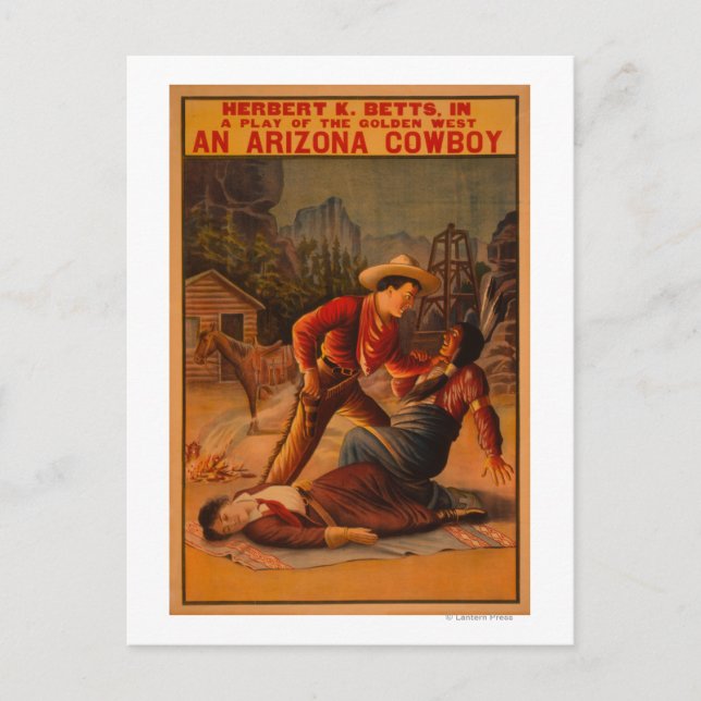 Carte Postale Un cowboy de l'Arizona - La lutte des cowboys et d (Devant)