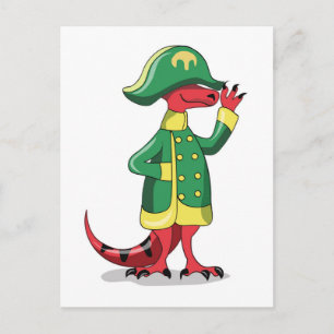 Carte Postale Un Dessin Tyrannosaur Rex Habillé Comme Napoléon.