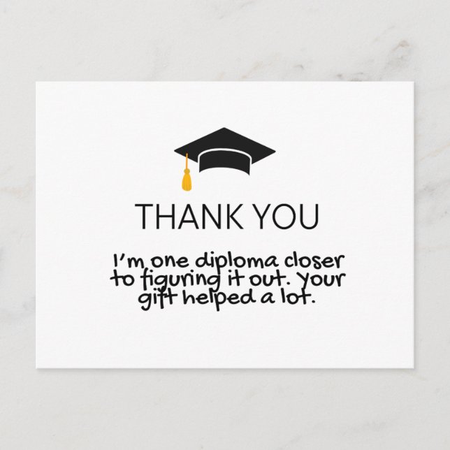 Carte Postale "Un diplôme de plus" Remerciement drôle pour la re (Devant)