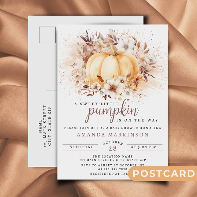 Carte Postale Un doux petit Baby shower Citrouille neutre (Créateur téléchargé)
