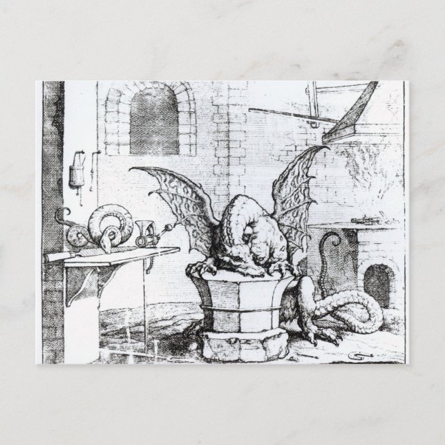 Carte Postale Un dragon dans un atelier (Devant)