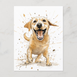Carte Postale Un drôle de dessin animé Jaune Labrador