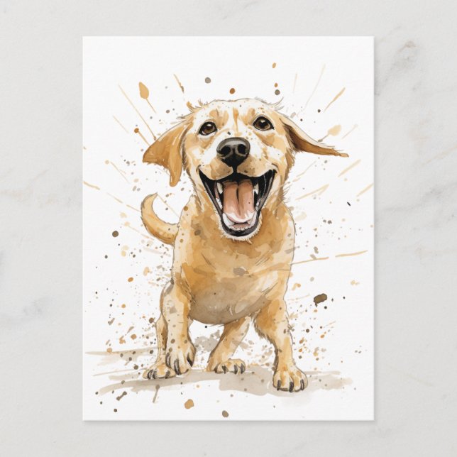 Carte Postale Un drôle de dessin animé Jaune Labrador (Devant)