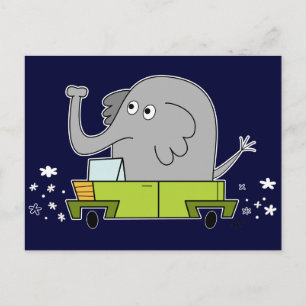 Carte Postale Un éléphant conduit une voiture - PostCard