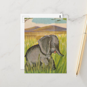 Carte Postale Un éléphant de bébé vintage mignon