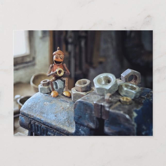 Carte Postale Un elfe d'maïs jouant avec les noix dans l'atelier (Devant)