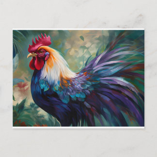 Carte Postale Un Enchanteur Rooster Peinture Art Post