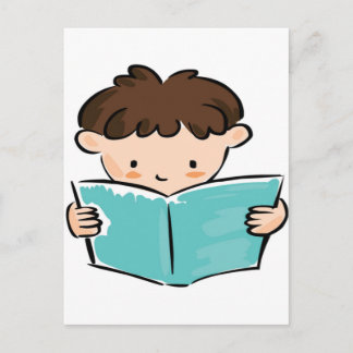 Carte Postale Un enfant lit un livre